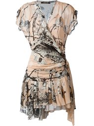 платье с запахом и цветочным принтом Roberto Cavalli