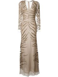 платье с вышивкой из бисера и пайеток Roberto Cavalli