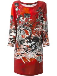 платье шифт с цветочным принтом Roberto Cavalli
