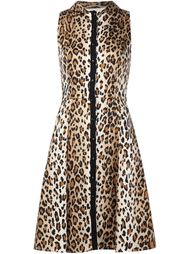расклешенное платье с леопардовым принтом Carolina Herrera