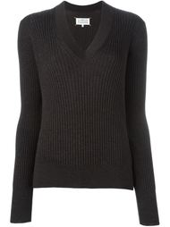 свитер ребристой вязки с V-образным вырезом Maison Margiela
