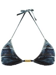 denim triangle bikini top Blue Man