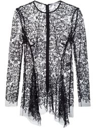 прозрачная блузка с цветочной вышивкой Lela Rose