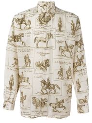 рубашка с принтом лошадей Hermès Vintage