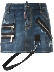 джинсовая юбка мини с ремешками Dsquared2