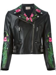 байкерская куртка с цветочной вышивкой  Christopher Kane