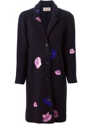 однобортное пальто с цветочными нашивками Christopher Kane