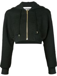 укороченная толстовка с простроченным узором в логотипы Moschino