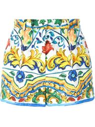 парчовые шорты с принтом Majolica Dolce &amp; Gabbana