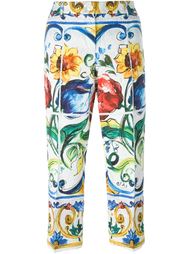 парчовые брюки с принтом Majolica Dolce &amp; Gabbana