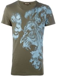 футболка с принтом льва Roberto Cavalli