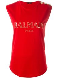 топ с принтом логотипа  Balmain