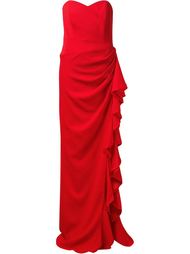 гофрированное вечернее платье без бретелек Badgley Mischka