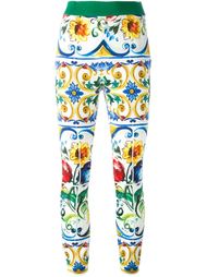 укороченные брюки с принтом Majolica Dolce &amp; Gabbana