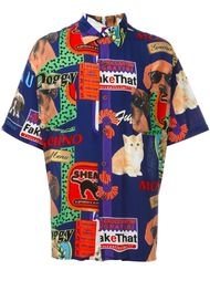 рубашка с принтом собак и котов Moschino Vintage
