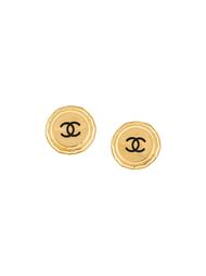 круглые клипсы с логотипом Chanel Vintage