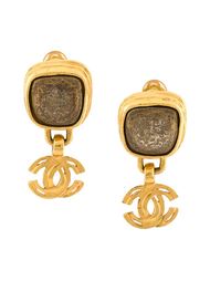 клипсы с подвеской-логотипом Chanel Vintage