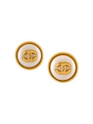 круглые клипсы с логотипом Chanel Vintage