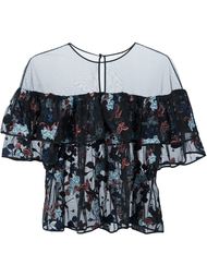 прозрачная блузка с цветочной вышивкой  Cinq A Sept