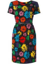 платье с поясом и цветочным принтом Moschino