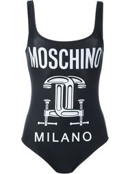 слитный купальник с принтом логотипа Moschino