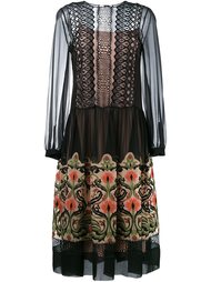 прозраное платье с цветочной вышивкой  Alberta Ferretti