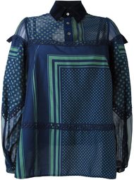 блузка с комбинированным принтом Sacai