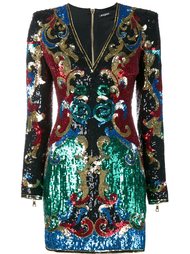 платье с узором Барокко из пайеток Balmain
