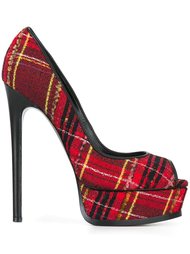 туфли с открытым носком в клетку Casadei