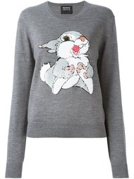 свитер с вышивкой пайетками в виде кролика Markus Lupfer
