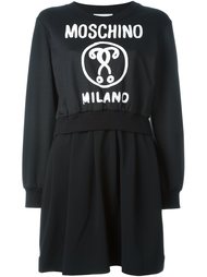 платье с принтом логотипа  Moschino