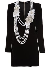 платье мини с украшением Balmain