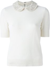 блузка с короткими рукавами и декорированным воротником Alice+Olivia