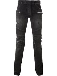 байкерские джинсы Balmain