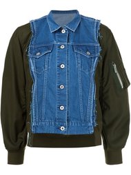 куртка-бомбер с джинсовой панелью Sacai