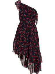 платье асимметричного кроя с принтом вишни Saint Laurent