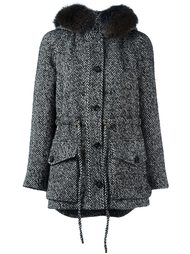 пальто с капюшоном и меховой отделкой Blumarine
