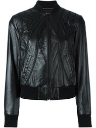 декорированная кожаная куртка-бомбер  Saint Laurent