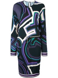 платье с абстрактным узором и длинными рукавами Emilio Pucci