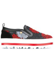 кроссовки-слипон с цветочным узором на платформе MSGM