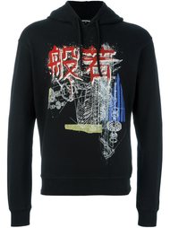 толстовка с капюшоном и принтом 'kanji mechanical heart' Dsquared2