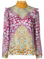 блузка с цветочным принтом  Monique Lhuillier