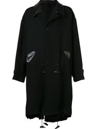 пальто с кожаными деталями Yohji Yamamoto