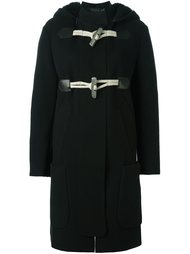 однобортное пальто с кожаными деталями Calvin Klein Collection