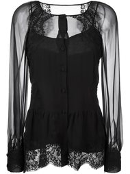 прозрачная блузка с кружевными панелями Alberta Ferretti