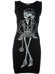 платье с изображением скелета  Moschino