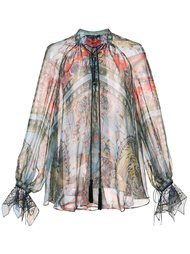 блузка на завязках с рисунком Roberto Cavalli