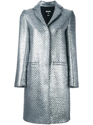 плетеное однобортное пальто  MSGM