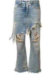 рваные джинсы с декоративным фартуком R13