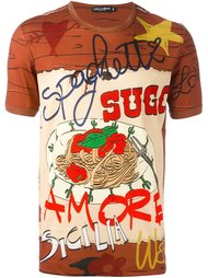 футболка с принтом спагетти  Dolce &amp; Gabbana